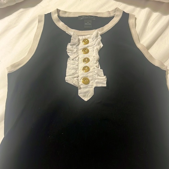 Black ruffled front tank, sz M - Picture 1 of 1